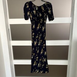 Reformation Black and Yellow Floral Maxi Dress